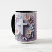 Lila Blumenmuster Tasse (Vorderseite Links)