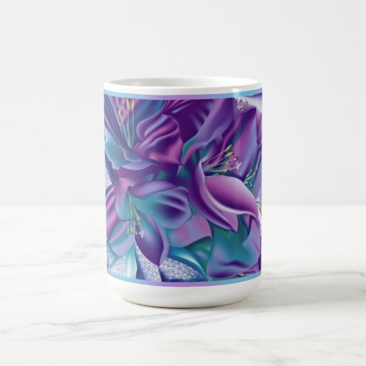 Lila Blumenmuster-Tasse Kaffeetasse (Mittel)