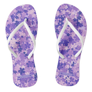 Lila Blumenmuster Violett Blossom Muster Badesandalen