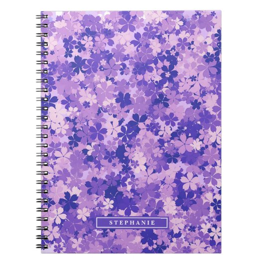 Lila Blumenmuster Violett Blossom Muster Notizblock (Vorderseite)