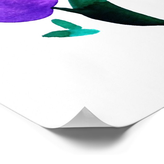 Lila Blumenmuster Wasserfarben Kunst, Dichtung und Poster (Ecke)