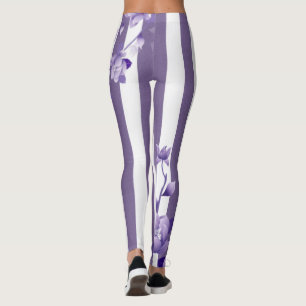 Lila Blumenmuster Weiße Leggings