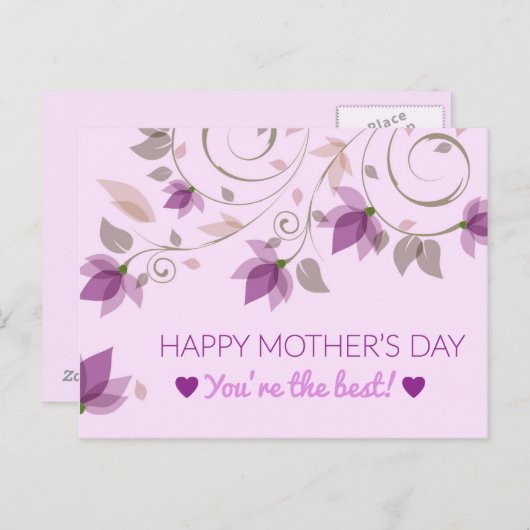 Lila Blumenmütter Postkarte (Vorne/Hinten)