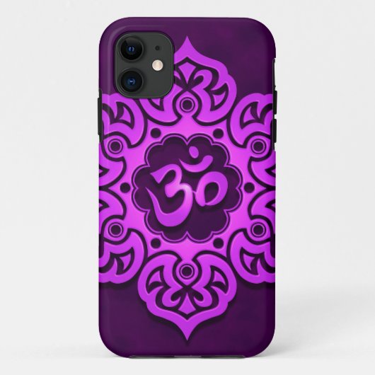 Lila BlumenOm-Entwurf Case-Mate iPhone Hülle (Rückseite)