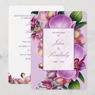 Lila Blumenorchideen Einladung zur Hochzeit