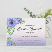 Lila Blumenosterbrunch Einladung (Stehend Vorderseite)