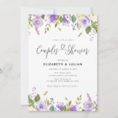 lila Blumenpaare Dusche Einladung (Vorderseite)