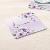 Lila Blumenpapier mit Aquarellfarbe Untersetzer (angewinkelt)