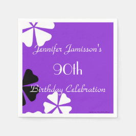 Lila Blumenpapier Napkins, 90. Geburtstagsparty Serviette