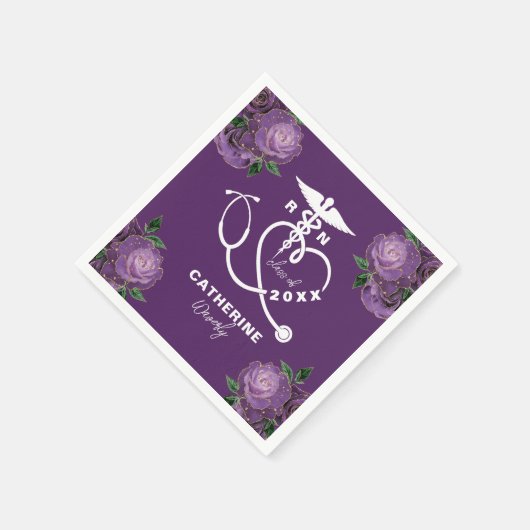Lila Blumenpflegerschule Serviette (Ecke)
