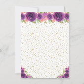 Lila Blumenpräsidentin Brünette Geburtstagspartei Dankeskarte (Rückseite)
