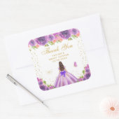 Lila Blumenpresse, Brünette Haare, 16 . Geburtstag Quadratischer Aufkleber (Umschlag)