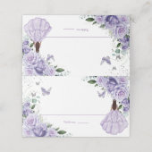 Lila BlumenPrinzessin Silver Quinceñera XV 16 Platzkarte (Außenseite Aufgefaltet)