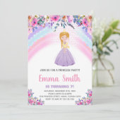 Lila BlumenPrinzessin zum Geburtstag Einladungen (Stehend Vorderseite)