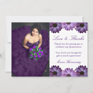 Lila Blumenquinceanera Dankeskarte