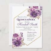 Lila Blumenquinceanera Einladung (Vorderseite)