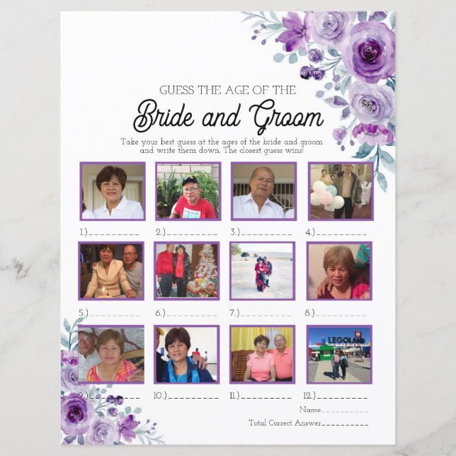 Lila Blumenräte über das Zeitalter von Braut und B (Vorderseite)