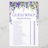 Lila Blumenratgeber Wer Brautparty Game (Vorderseite)