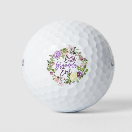 Lila Blumenreath Beste Oma je nach Kundenwunsch Golfball (Vorderseite)