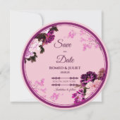 Lila Blumenring-Hochzeit Sichern Sie die Datumskar Save The Date (Vorderseite)