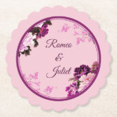 Lila Blumenring-Hochzeitsfeier Untersetzer (Vorderseite)