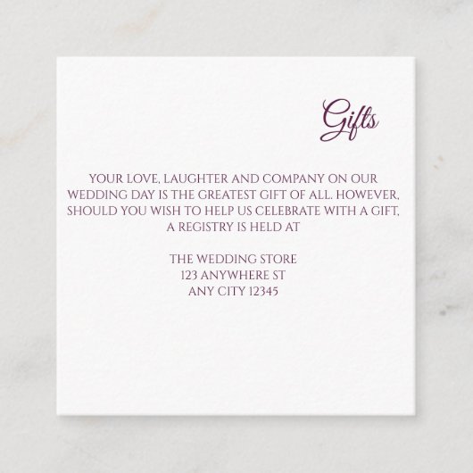 Lila Blumenring Hochzeitskarte Begleitkarte (Vorderseite)