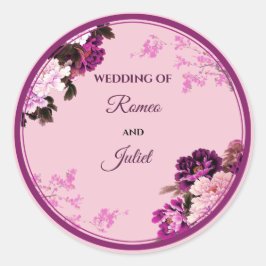 Lila Blumenring-Hochzeitsticker Runder Aufkleber