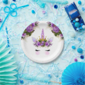 Lila Blumenrinnen Pappteller (Party)