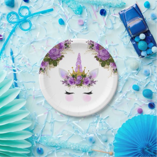 Lila Blumenrinnen Pappteller (Party)