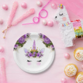 Lila Blumenrinnen Pappteller (Party)