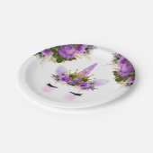 Lila Blumenrinnen Pappteller (Schrägansicht)