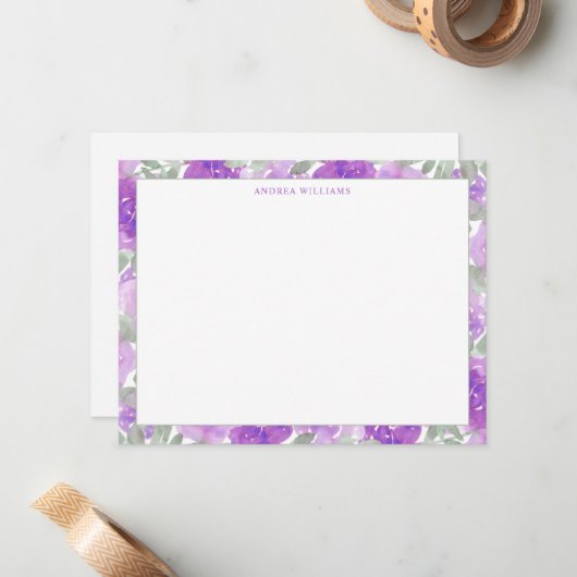 Lila Blumenrinnen Personalisiert Mitteilungskarte (Vorderseite/Rückseite Beispiel)