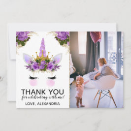 Lila Blumenrinnen Unicorn Prinzessin Vielen Dank Einladung