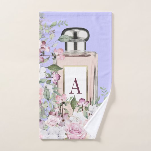 Lila Blumenrosa Parfüm Flasche Hübsch Badhandtuch Set (Handtuch)