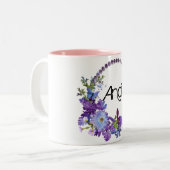 Lila Blumenrosa-Tasse Zweifarbige Tasse (Vorderseite Links)