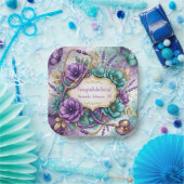 Lila Blumenrose Abschluss Pappteller (Party)
