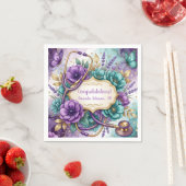 Lila Blumenrose Abschluss Serviette (Beispiel)