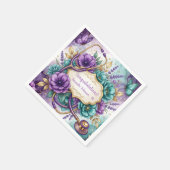 Lila Blumenrose Abschluss Serviette (Ecke)