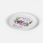 Lila Blumenrotwildgeweih-Brautpartydekor Pappteller (Schrägansicht)