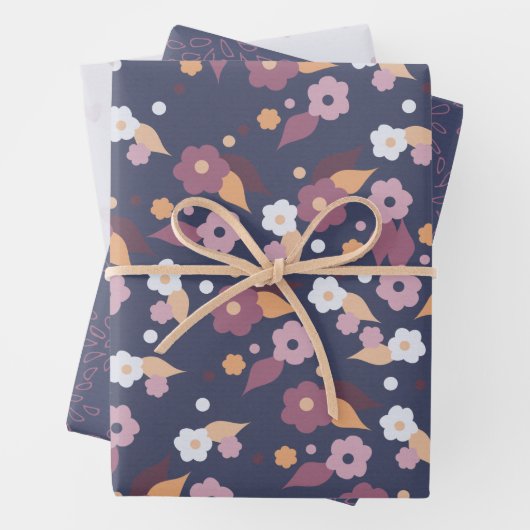 Lila Blumenschärte Mischung und Übereinstimmung Geschenkpapier Set (Beispiel)