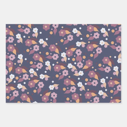 Lila Blumenschärte Mischung und Übereinstimmung Geschenkpapier Set (Vorderseite)