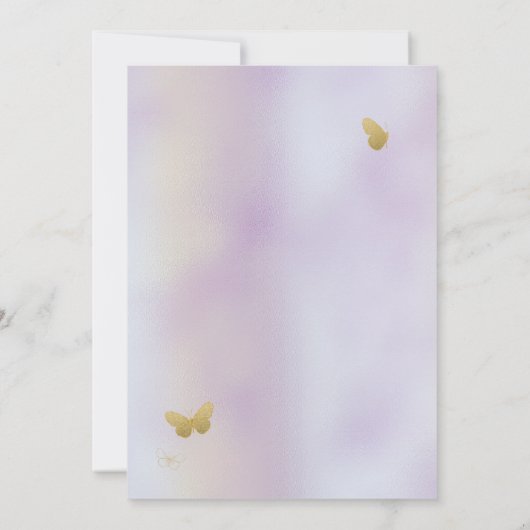 Lila Blumenschmetterling Elegant Quinceñera Einladung (Rückseite)