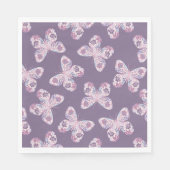 Lila Blumenschmetterling Gemustert Babydusche Serviette (Vorderseite)