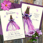 Lila Blumenschmetterlinge Dreamy Quinceañera Einladung