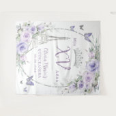 Lila Blumenschmetterlinge Eiffel Paris Quinceañera Wandteppich (Vorderseite (Horizontal))