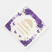 Lila Blumenschmetterlinge Quinceanera Napkins Serviette (Ecke)