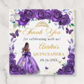 Lila Blumenschmetterlinge Quinceñera Prinzessin Geschenkanhänger (Vorderseite)