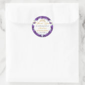 Lila Blumenschmetterlinge Quinceñera Prinzessin Runder Aufkleber (Tasche)
