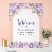 Lila Blumenschmetterlingsdusche Begrüßung Acrylschild (Hochzeit)