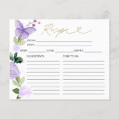 Lila Blumenschmetterlingskarte Brautparty Rezeptio (Vorderseite)
